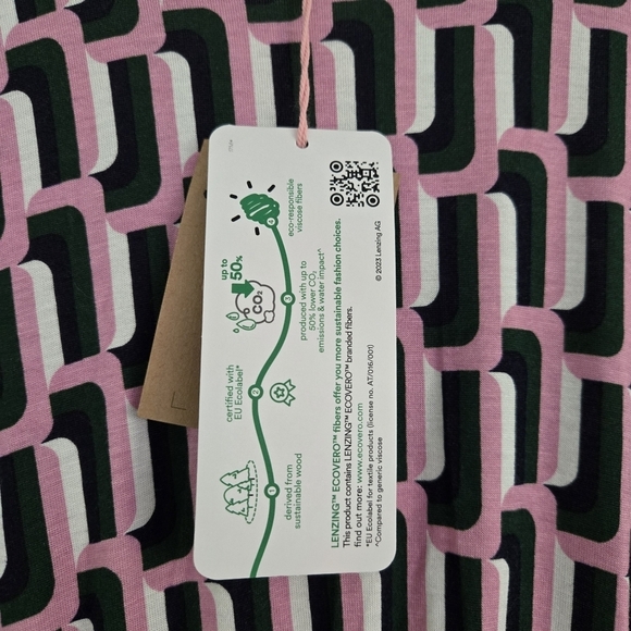 NWT Boden Thea Long Sleeve Jersey Dress Sherbert Falling Geo Pink Green Size 6 - Picture 6 of 13